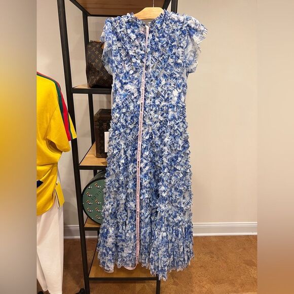 Mac Duggal One Shoulder Floral Blue Dress - Picture 6 of 7